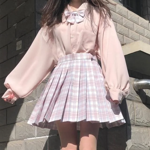 Harajuku Single Breasted Lantern Sleeve Blouses SP15439