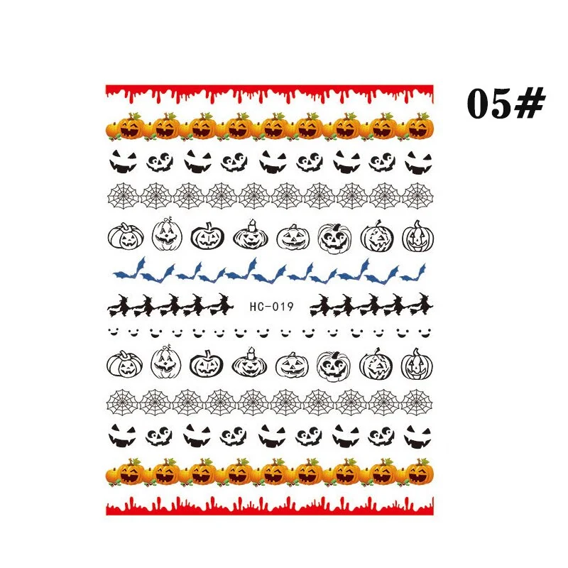 1PCS Bloody Halloween Theme Nail Foil Stickers Red Hand Scar Lips Snake Anime Nail Design 3D ManicureS Gel Polish Decor Sliders