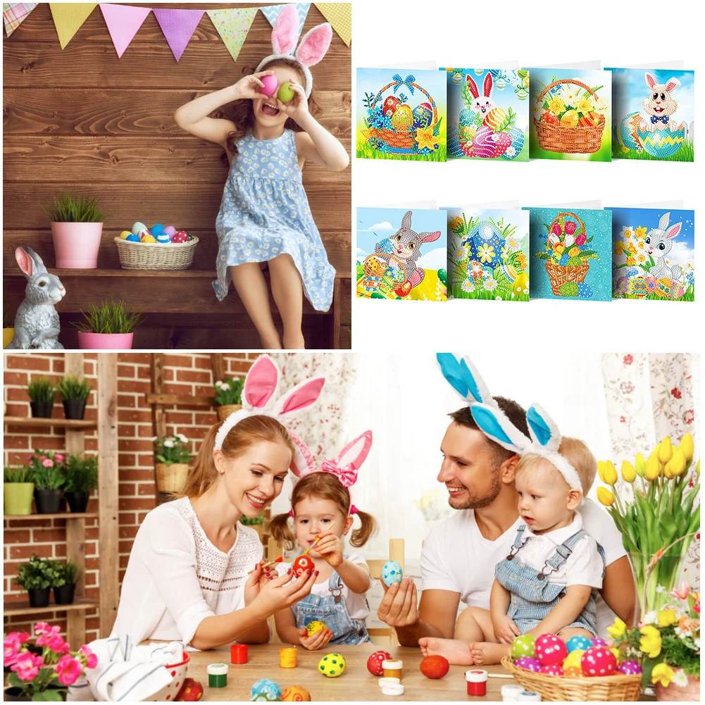 8pcs Diamond Painting Greeting Festival Cards Special Shaped Drill