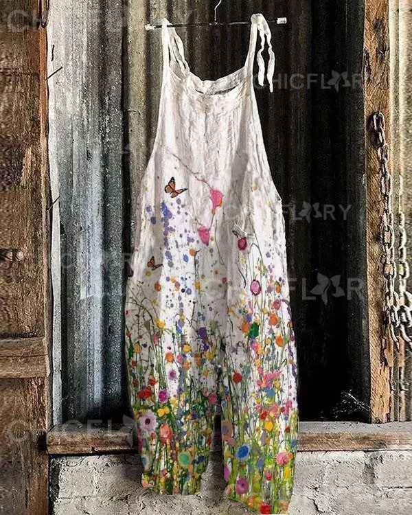 Floral Print Loose Casual Jumpsuit
