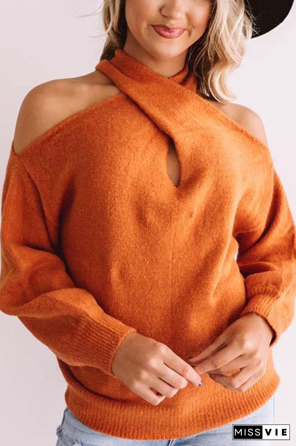 Multi Strap Cold Shoulder Sweater