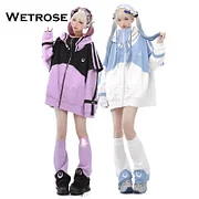 [Wetrose] In Stock Black Pink Costume Mine Style Jirai Kei Denpa Clothes Coat Thick Heavy Loose Casual Outfit Cosplay Over Size