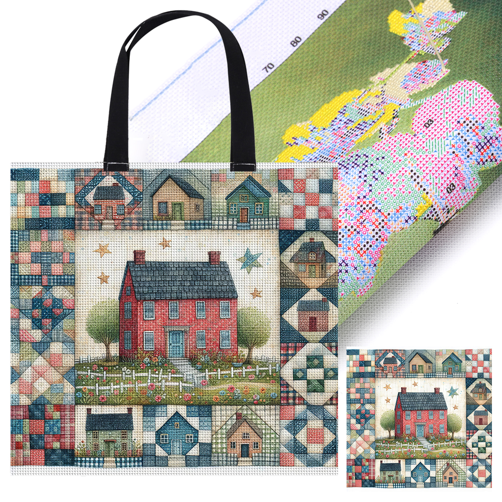 11CT DIY Stamped Cross Stitch Handbag Shopper Bag - Colored