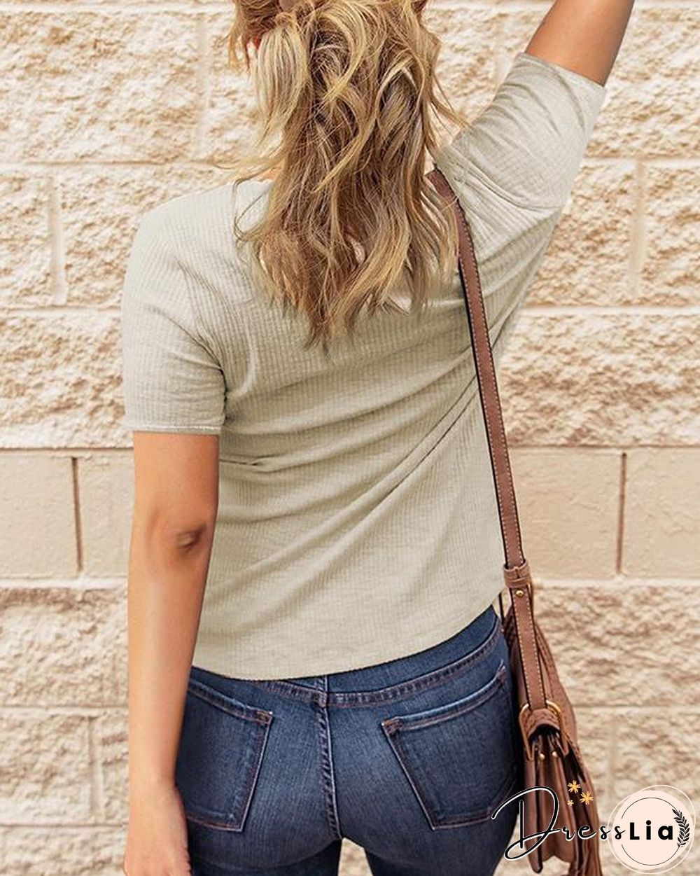 Casual Button Short Sleeves Blouse