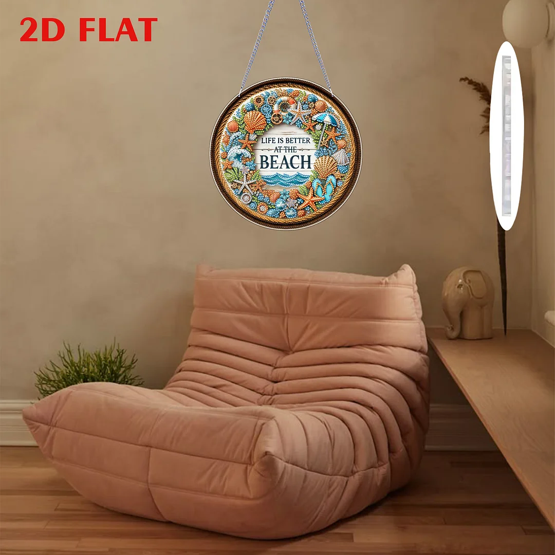 Seashell 2D Flat DIY Diamond Art Pendant for Adults Gift Home Window Wall Decor