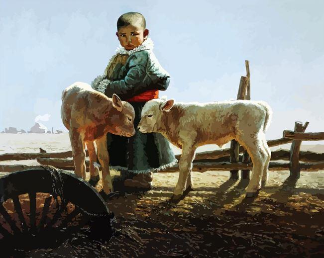 

Tibetan Cowboy Sheep – Paint By Numbers - 40*50CM, 501 Original