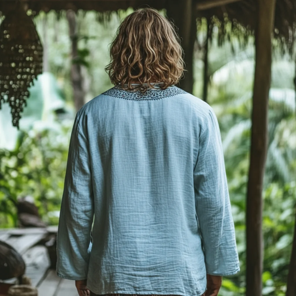 Men's Bohemian Linen Printed Top-inspireuse