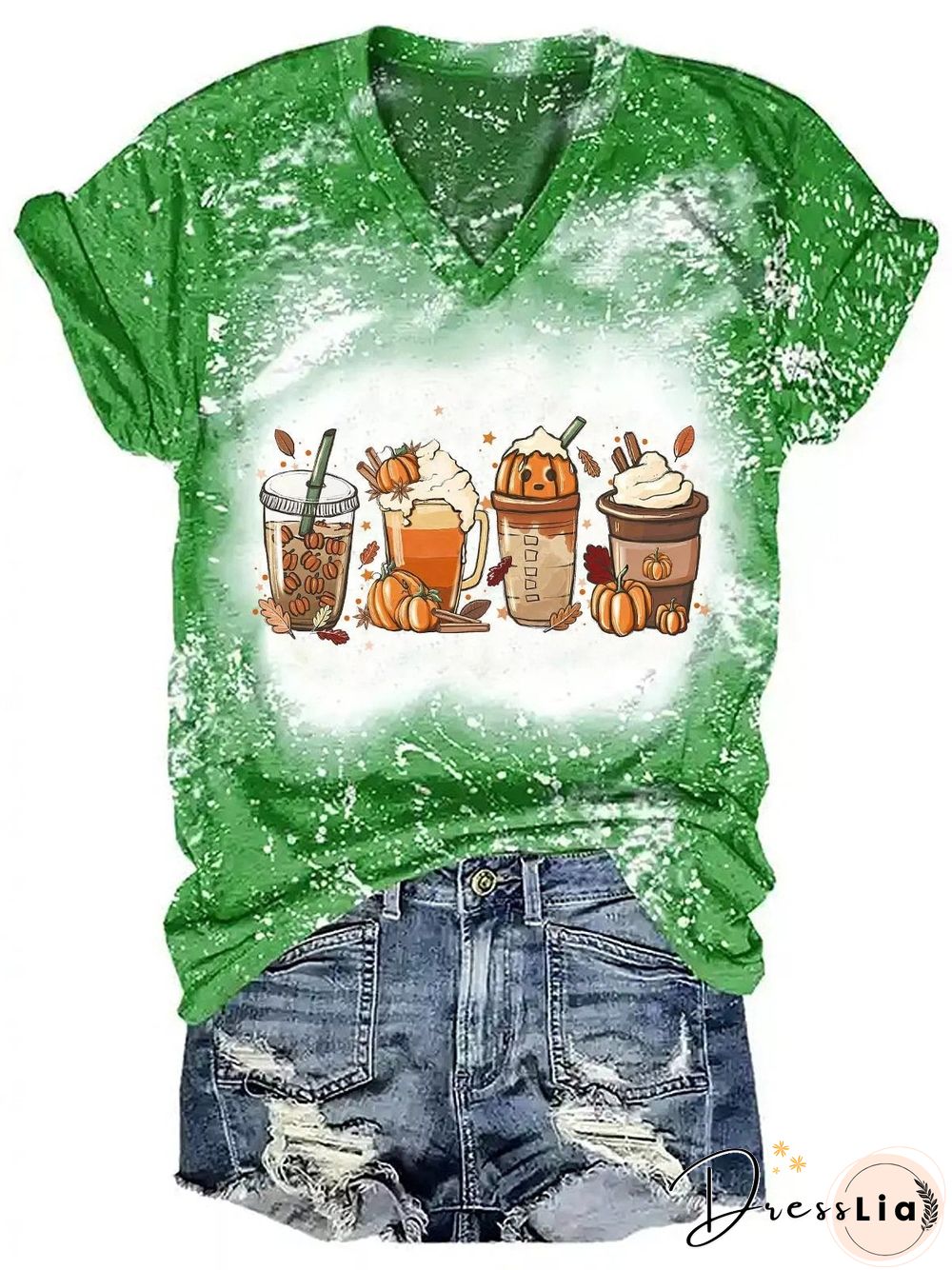 Halloween Cartoon Drinks Print Short Sleeve Tee