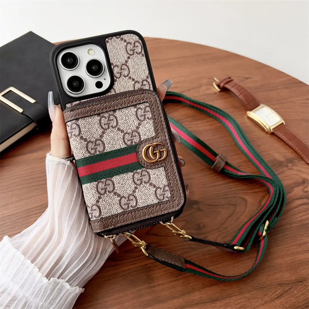 Luxury Gucci Ophidia LV Canvas Zipper Wallet Crossbody Apple iPhone Case