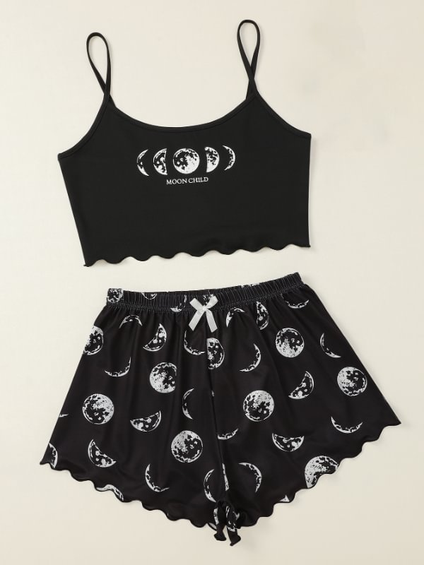 Moon Changed Graphic Printed Casual Sets