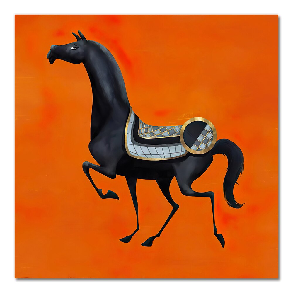 Posters and Prints Wall Pictures for Living Room Bedroom Home Decor Abstract Animal Wall Art Fun Black Horses Canvas Painting