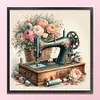 Flower Sewing Machine-11CT Stamped Cross Stitch 45*45cm/17.72*17.72in tapestrymarket