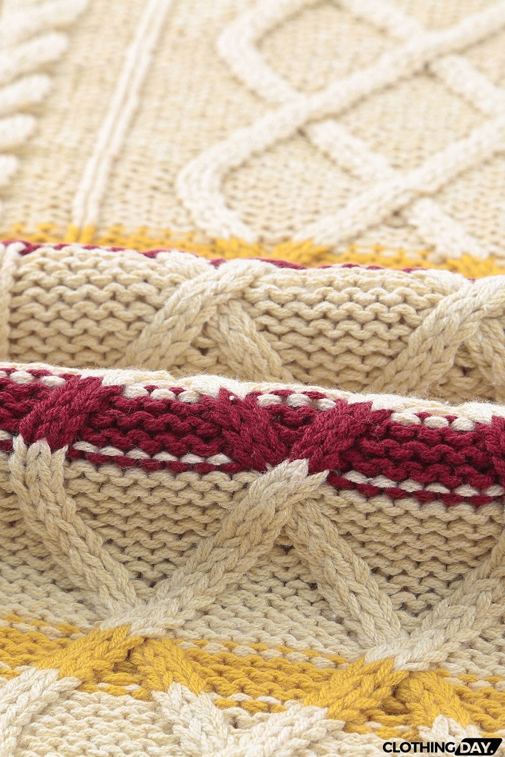 Striped Color Block Textured Knit Pullover Sweater