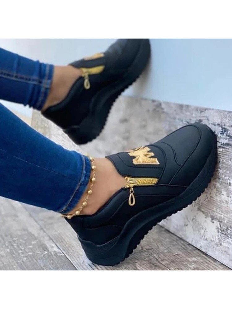2022 Women Casual Shoes Spring Autumn Sports Ladies Platform Casual Walking Running Sneakers Zipper Fashion Women Shoes