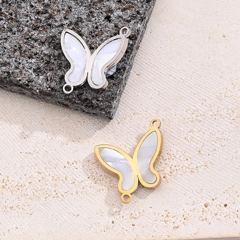 1 Pc/Package 21.5x16mm Hole 1~1.9mm 304 Stainless Steel 18K Gold Plated Simple Butterfly Polished Connectors