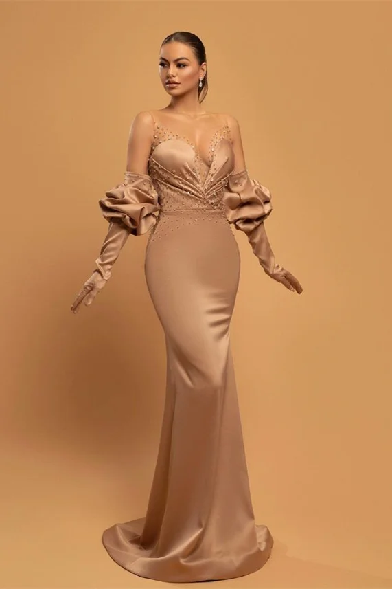 Bellasprom Sleeveless Mermaid Prom Dress Long Sheer Top With Beads
