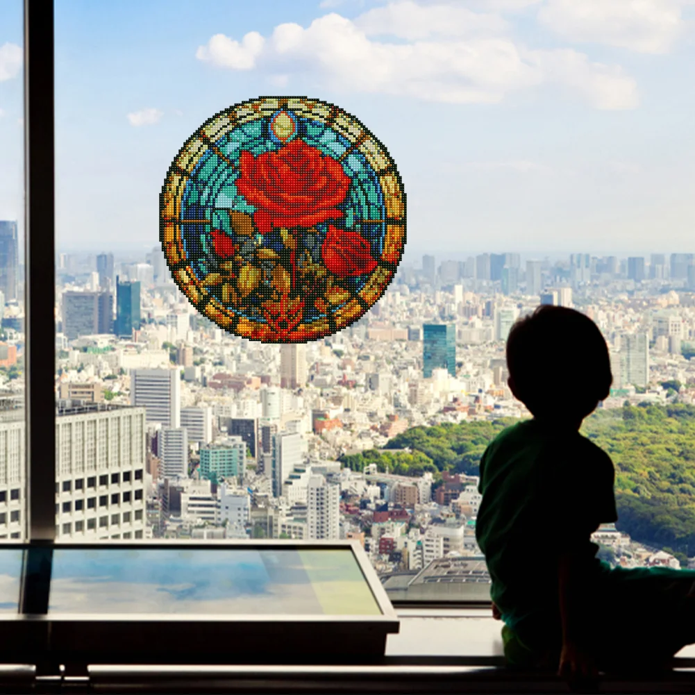 DIY Rose Diamond Painting Kits Creative Diamond Stickers Gift for Kids(30*30cm)