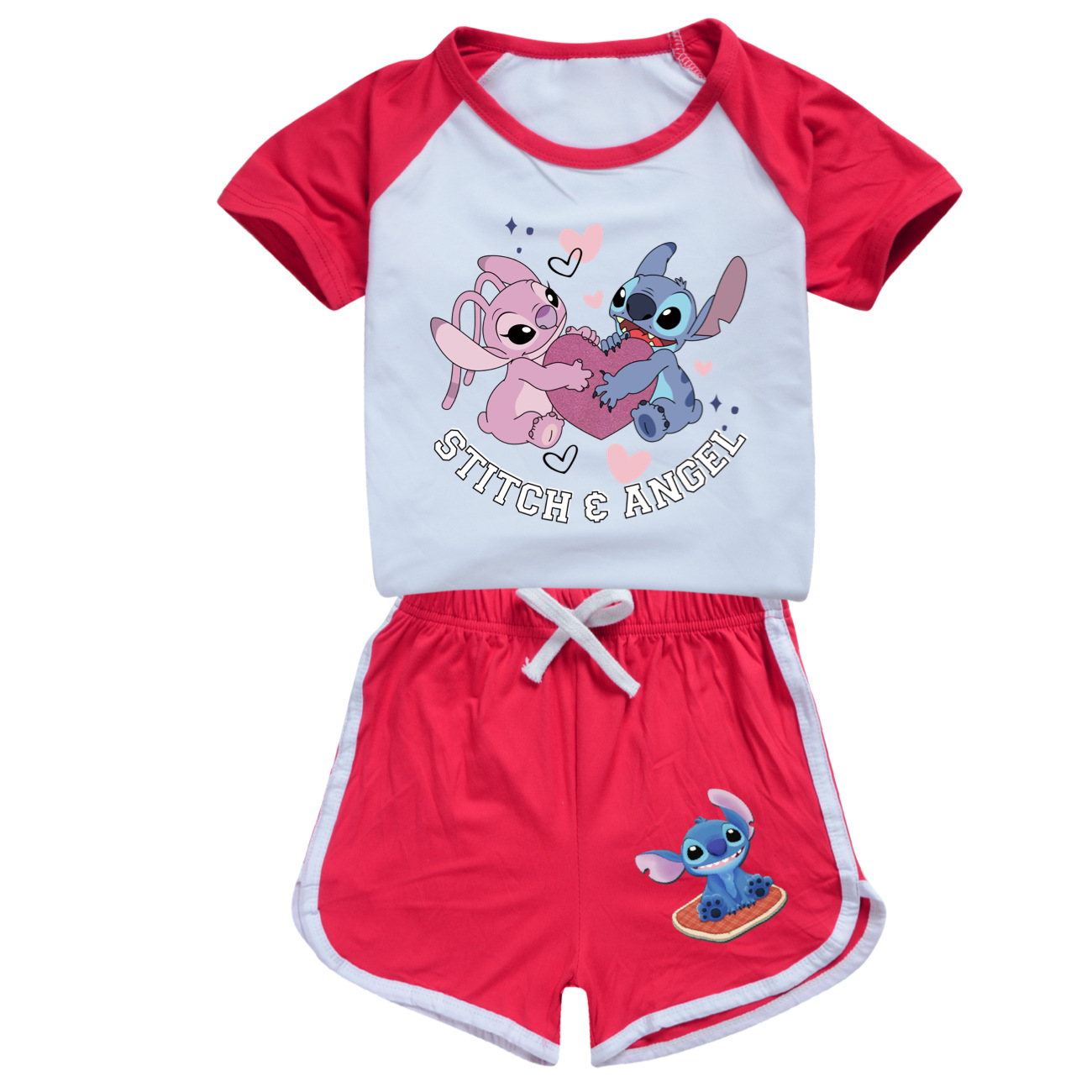 Stitch 100-170 Kids Summer Short Sleeve & Shorts Sports Outfit Set - Adorable & Comfy -Mayoulove