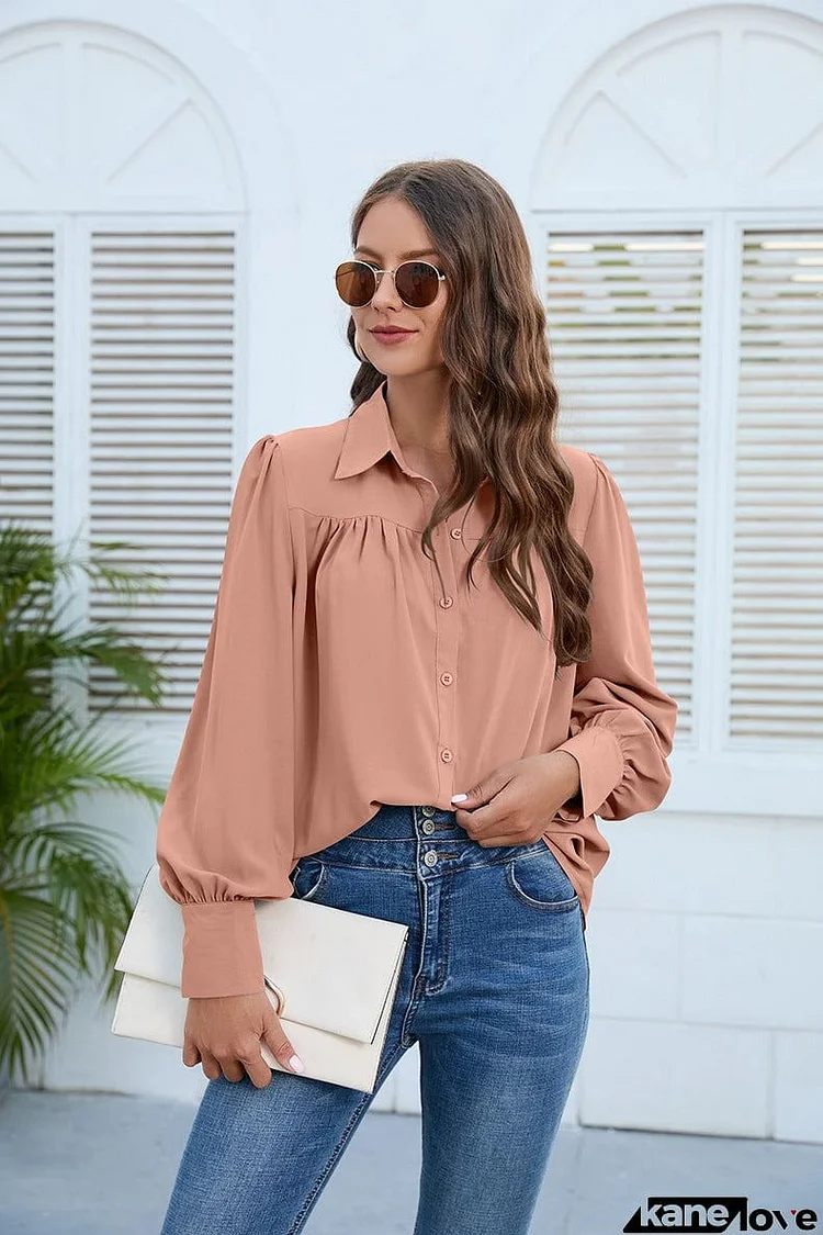 Puff Sleeve Collared Neck Shirt