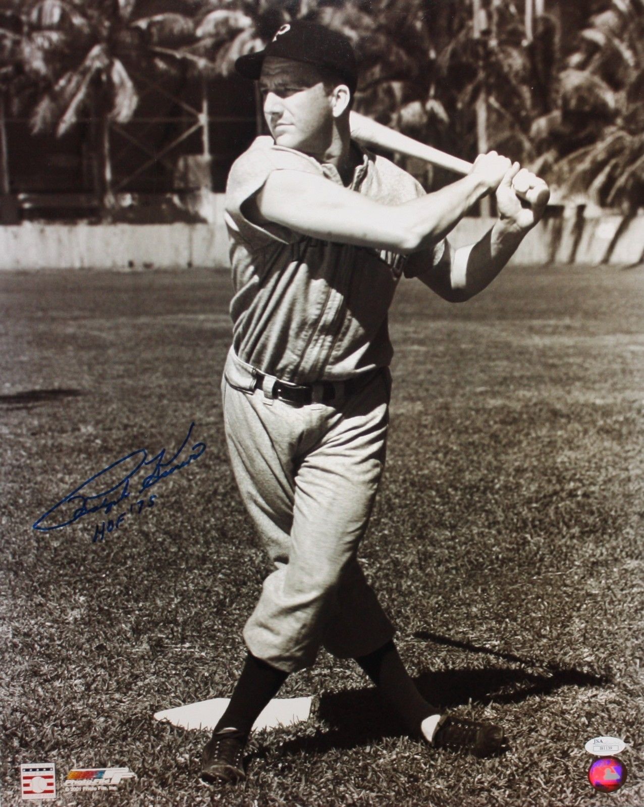 Ralph Kiner Autographed 16x20 B&W With Bat Photo Poster painting- JSA Authenticated