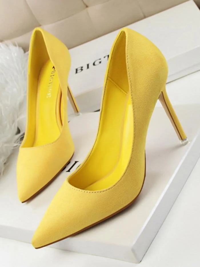 Fashion simple stiletto high-heeled shallow pointy suede sexy shoes