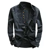 Long Sleeve Mandarin Collar Cotton Shirt