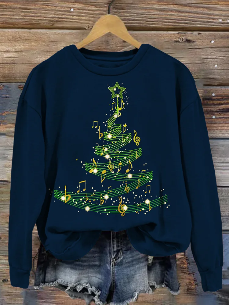 Music Notes Christmas Tree Vintage Comfy Sweatshirt