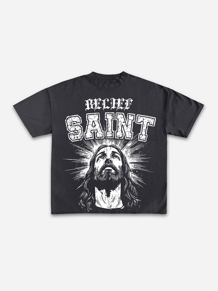God Graphic Belief Saint Print Cotton T-shirt
