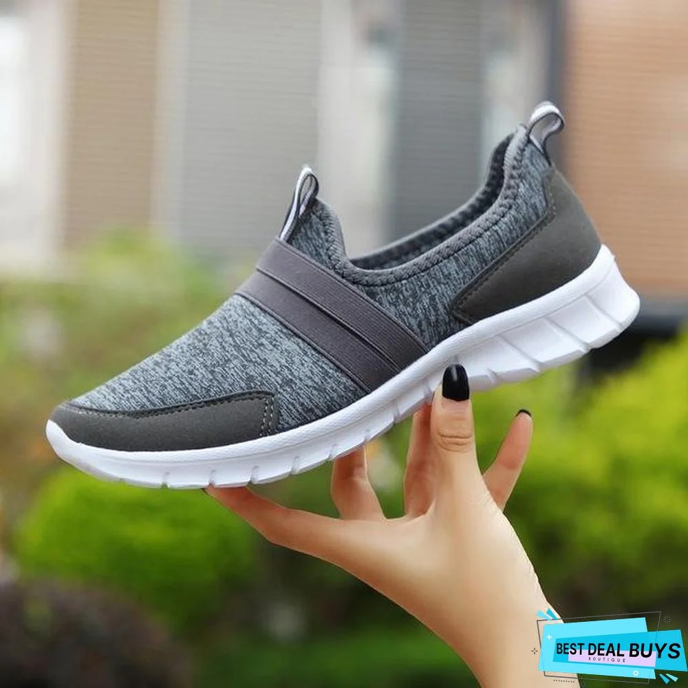 Women Slip On Loafers Plus Size Breathable Mesh Ballet Sneakers Flat Shoes