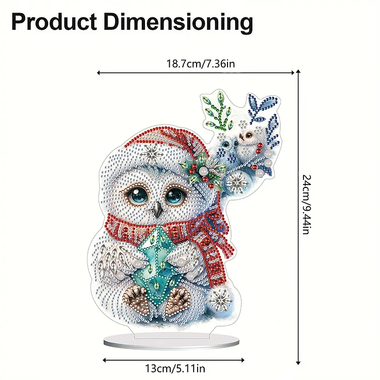 Diamond Art NEW Complete KitMagical White OWL11.81x15.75 BONUS WOOD  FRAME