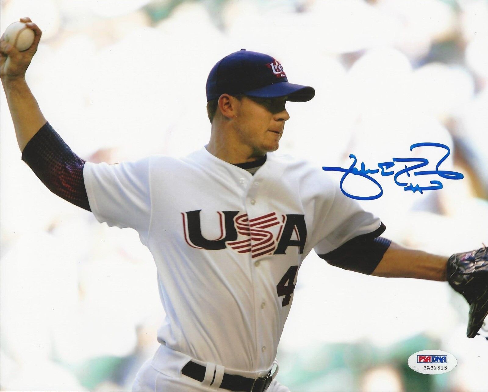 Jake Peavy Signed Team USA 8x10 Photo Poster painting PSA 3A31515