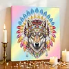 DIY Pearl Painting Wolf for Home Wall Decor with Frame(25x25cm)