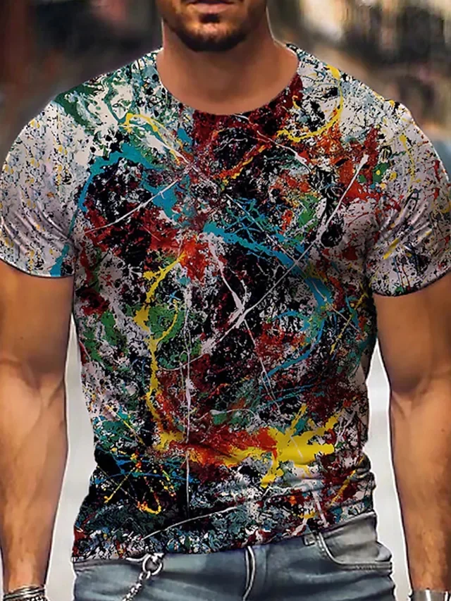Men's T-Shirt 3D Print Short Sleeve Casual Tops