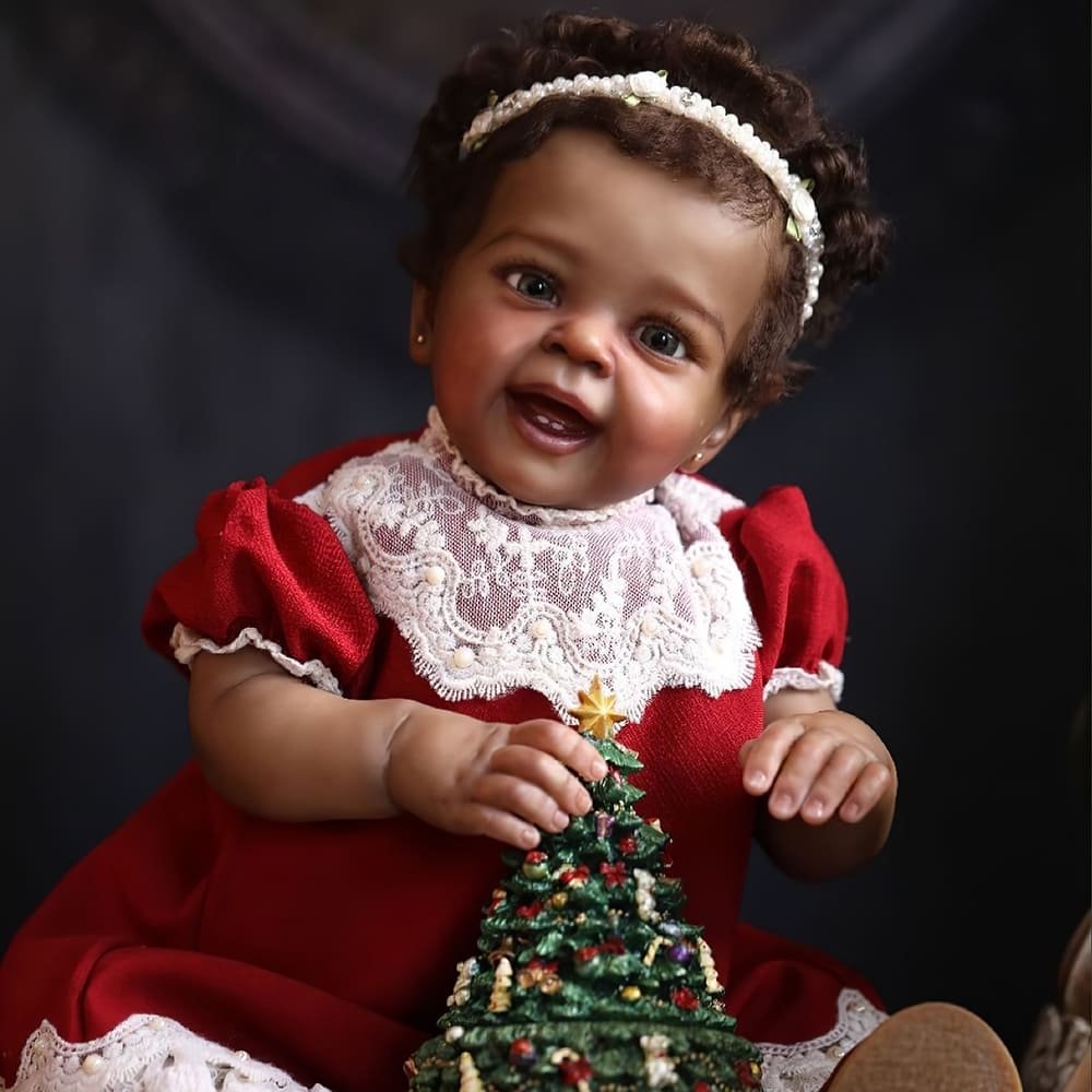 [New!]African American 20'' Niciy Super Trending Black Cloth Reborn Baby Doll Girl With Two Teeth