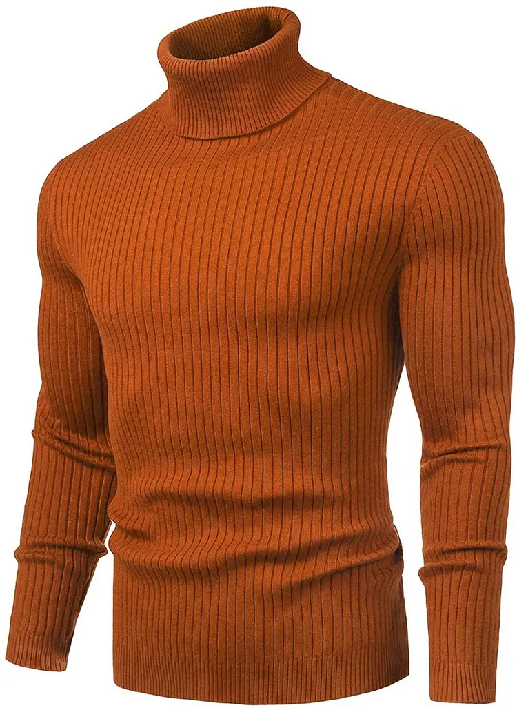 Men's Turtleneck Sweater Slim Fit Soft Knitted Basic Pullover Sweater