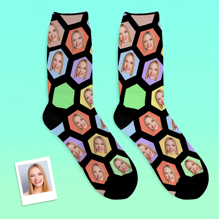 Custom Photo Socks Hexagon PersonalisedSocks