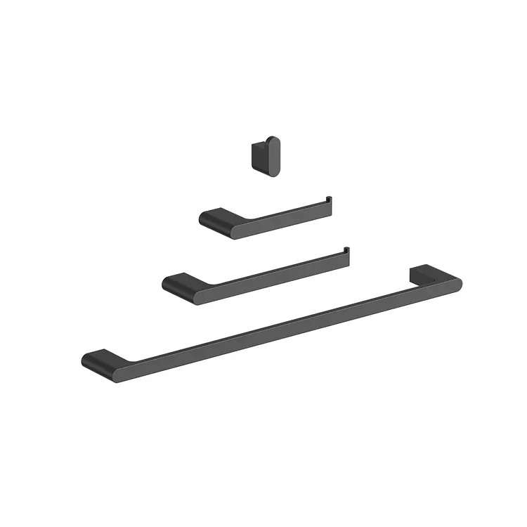 EVERSTEIN 4-Piece Bathroom Hardware Set with 24" Towel Bar in Matte Black