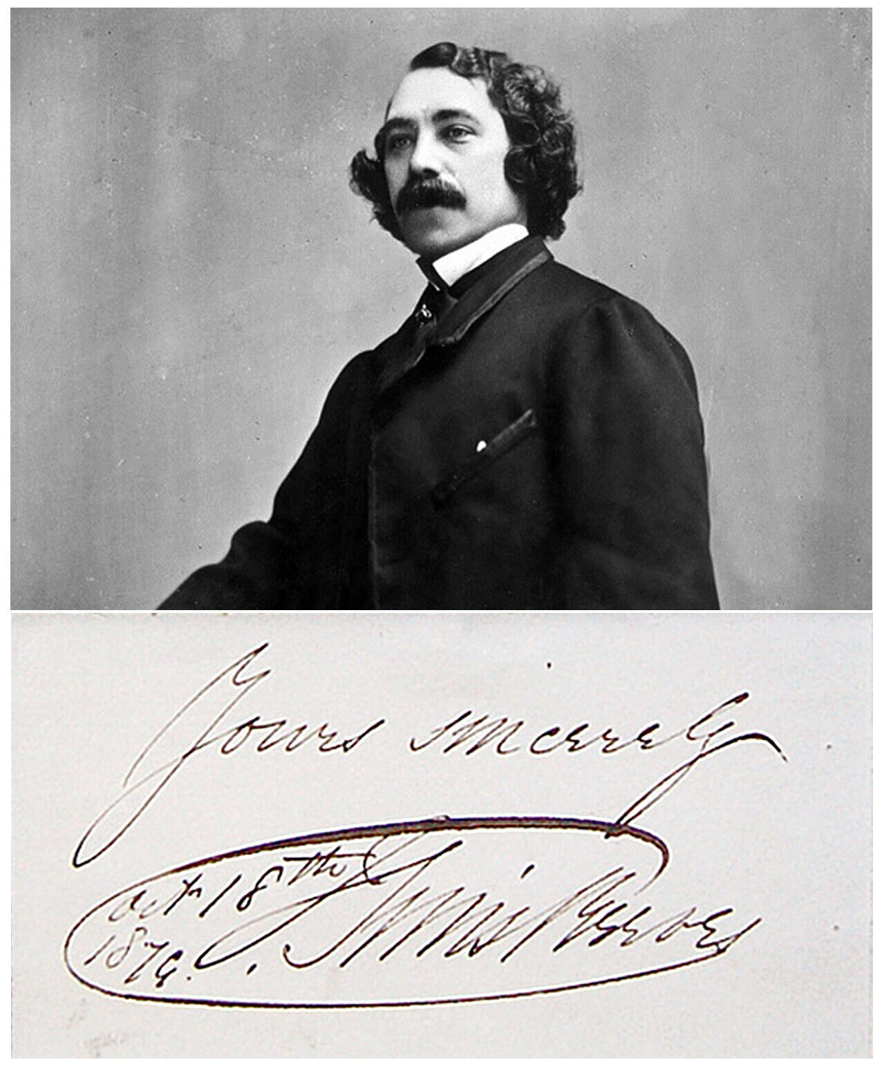 1879 Opera TENOR Vocalist SIMS REEVES Hand RARE SIGNED AUTOGRAPH + Photo Poster painting + MAT