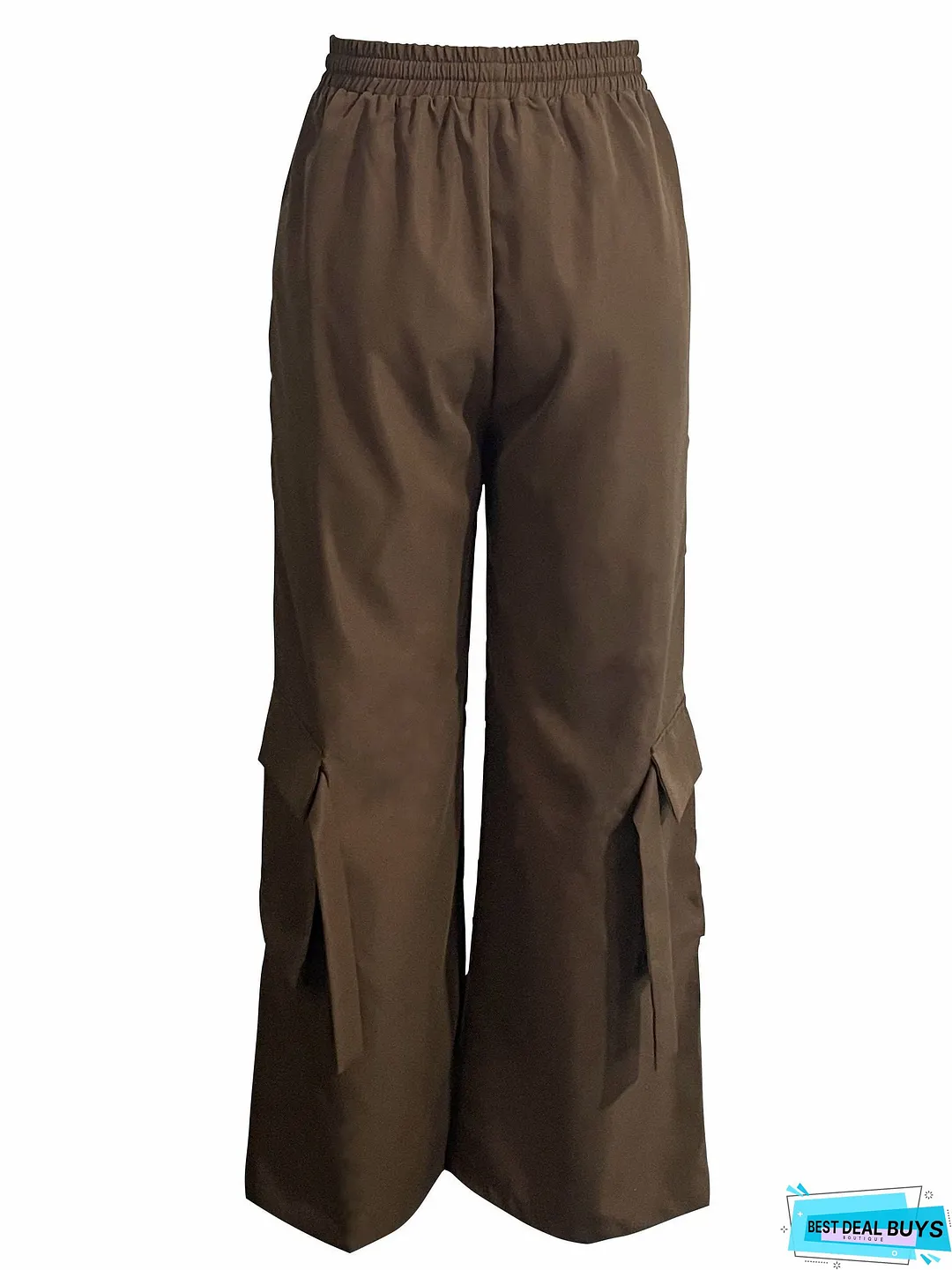 Solid Wide Leg Cargo Pants, Y2K Drawstring Streetwear Baggy Pants With Pocket, Women's Clothing
