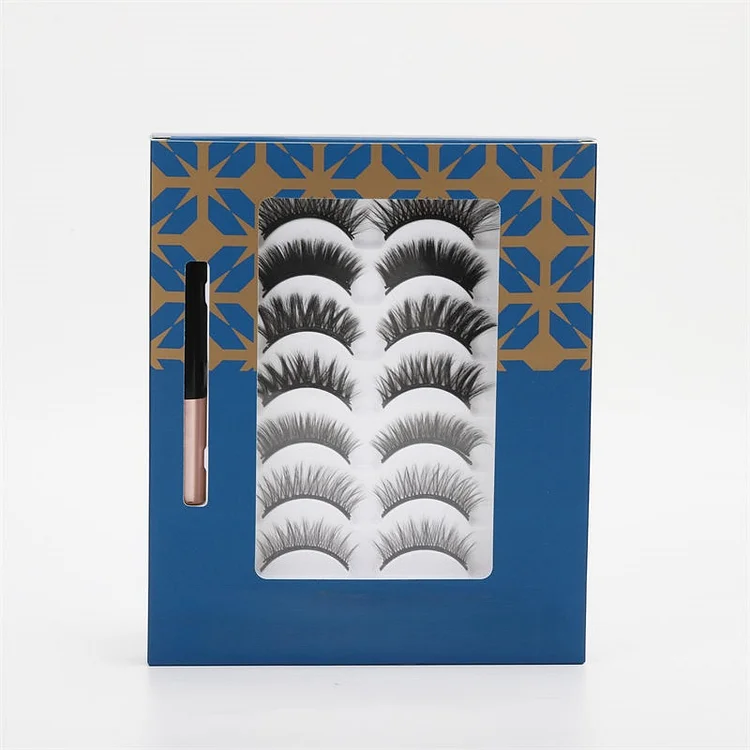 Custom Brand 3D D Curl Magnetic Strip Eyelashes Kit with Cute Packaging