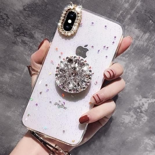 Glitter Marble Diamond  with Ring Holder Phone Case For Iphone SP15747