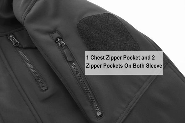 Men's Tactical Jacket Water-Resistant 6 Pockets Softshell Fleece Lining Hiking Winter Jacket