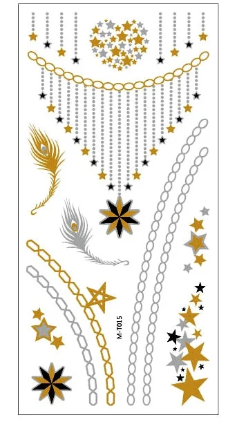 1sheet Indian Arabic body art women metallic temporary Mandala Flash Tattoos necklace sticker gold lace tatoo tatuagem maquiagem