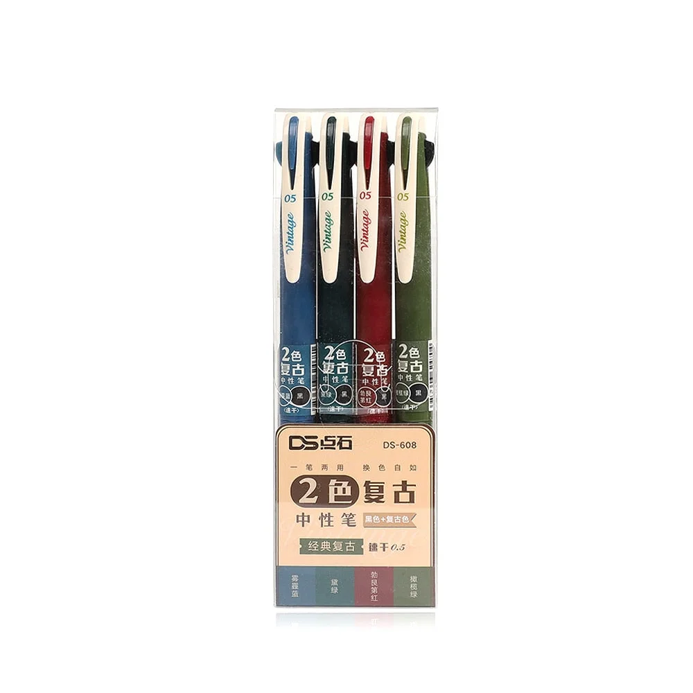 JIANWU 4pcs/set Vintage Color Gel Pens Dark Color Simplicity Gel Pen Journal Writing Student Stationery Kawaii School Supplies