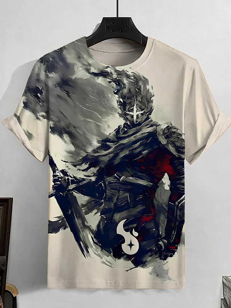 Men's Knight Art Print Casual T-Shirt