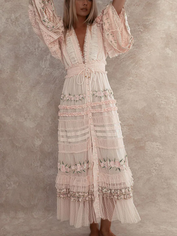 Lace Handmade Applique Temperament Women's Dress