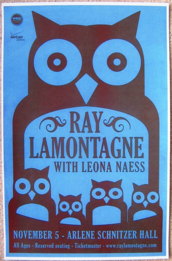 RAY LaMONTAGNE 2008 Gig POSTER Portland Oregon (Version 2) Concert