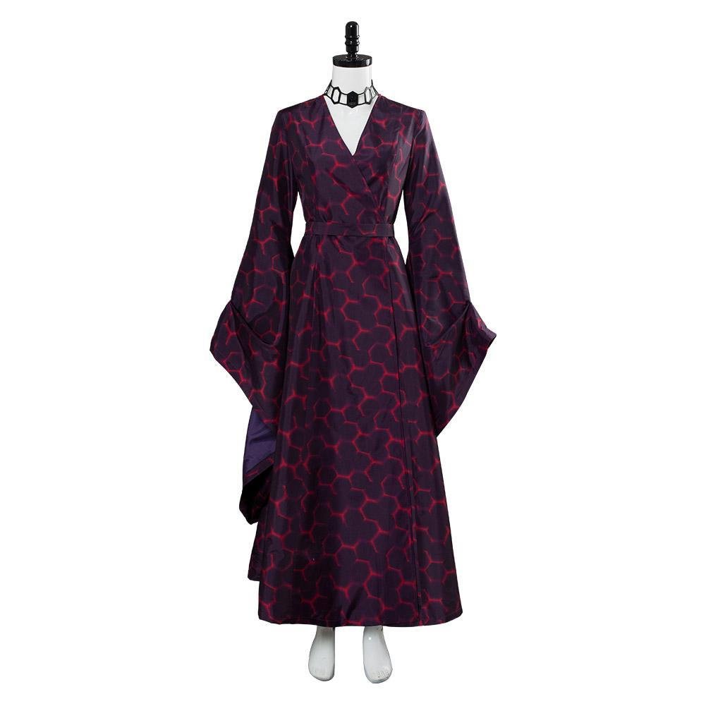 Got Game Of Thrones Game Season 8 Melisandre Red Hexagon Dress Dark Gown Cosplay Costume