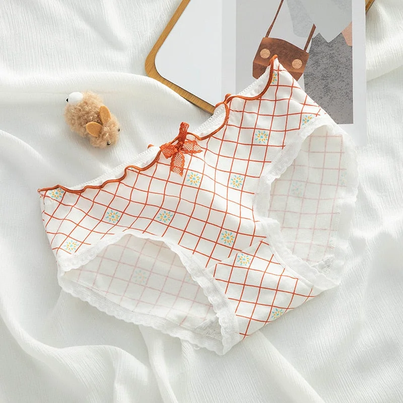 PCS / M-XL Cotton Panties Women's Underwear Panty Lovely Girl Dot Underpants Waist Seamless Comfort Briefs Female Lingerie