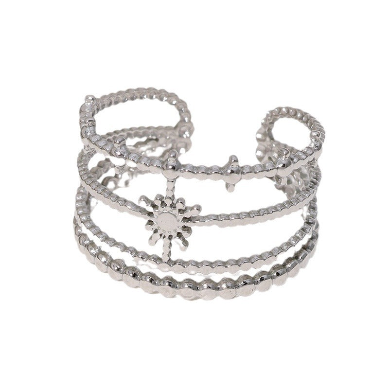 Open Ring Niche Stripe Geometric Stainless Steel Electroplating Rings